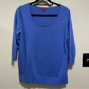 Merona Blue Scoopneck Quarter Sleeves Size XL